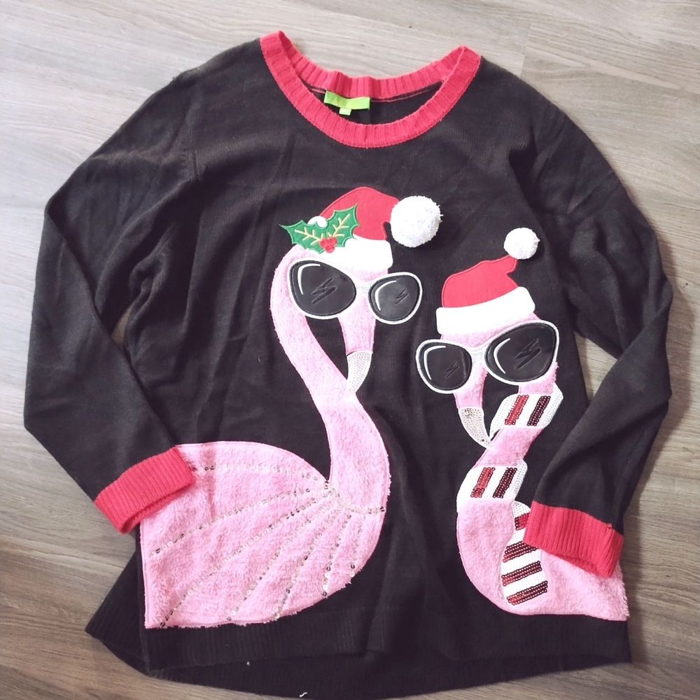 Acrylic Flamingo Ugly Christmas Sweater